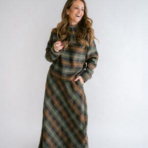 juno skirt check moss green - held